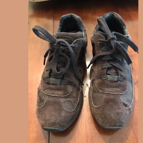 COACH Roxann Tennis Shoes Sneakers Brown Lace Ups - Picture 2 of 8